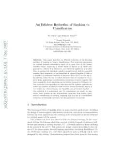 An efficient reduction of ranking to classification