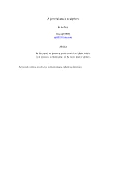 A generic attack to ciphers