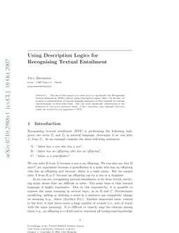 Using Description Logics for Recognising Textual Entailment