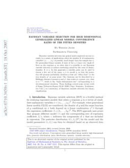 Bayesian variable selection for high dimensional generalized linear
  models: convergence rates of the fitted densities