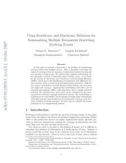 Using Synchronic and Diachronic Relations for Summarizing Multiple
  Documents Describing Evolving Events