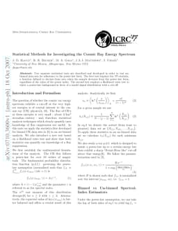 Statistical Methods for Investigating the Cosmic Ray Energy Spectrum