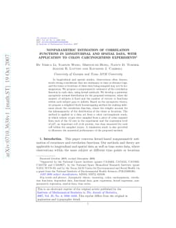 Nonparametric estimation of correlation functions in longitudinal and
  spatial data, with application to colon carcinogenesis experiments