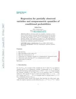 Regression for partially observed variables and nonparametric quantiles
  of conditional probabilities