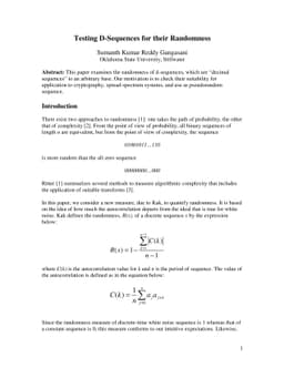 Testing D-Sequences for their Randomness