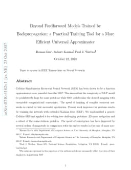 Beyond Feedforward Models Trained by Backpropagation: a Practical
  Training Tool for a More Efficient Universal Approximator
