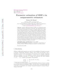 Parameter estimation of ODE's via nonparametric estimators