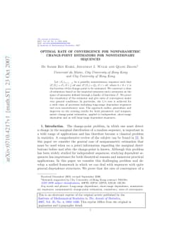 Optimal rate of convergence for nonparametric change-point estimators
  for nonstationary sequences