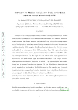 Retrospective Markov chain Monte Carlo methods for Dirichlet process
  hierarchical model