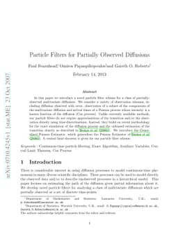 Particle Filters for Partially Observed Diffusions