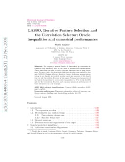 LASSO, Iterative Feature Selection and the Correlation Selector: Oracle
  Inequalities and Numerical Performances