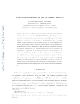 A note on convergence of the equi-energy sampler