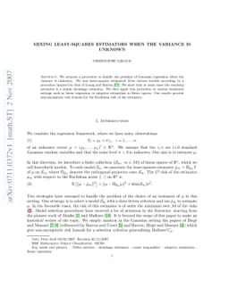 Mixing Least-Squares Estimators when the Variance is Unknown
