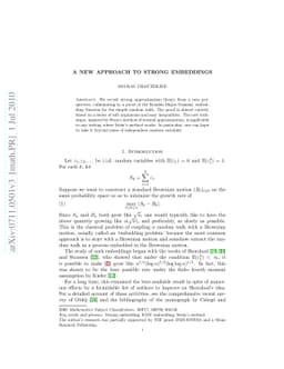 A new approach to strong embeddings