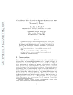 Confidence Sets Based on Sparse Estimators Are Necessarily Large