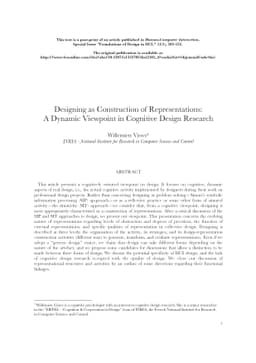 Designing as Construction of Representations: A Dynamic Viewpoint in
  Cognitive Design Research