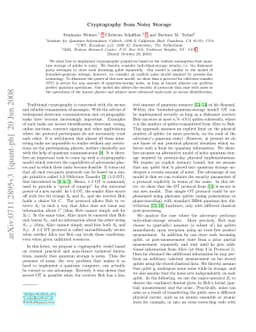 Cryptography from Noisy Storage