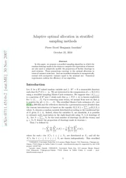 Adaptive optimal allocation in stratified sampling methods