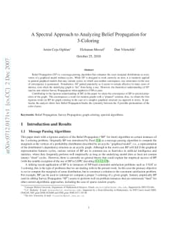 A Spectral Approach to Analyzing Belief Propagation for 3-Coloring