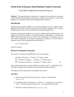 Period of the d-Sequence Based Random Number Generator