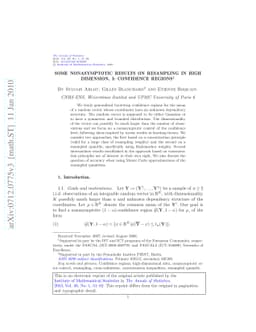 Some nonasymptotic results on resampling in high dimension, I:
  Confidence regions, II: Multiple tests