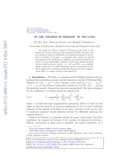 On the "degrees of freedom" of the lasso