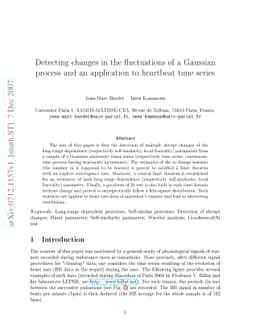 Detecting changes in the fluctuations of a Gaussian process and an
  application to heartbeat time series