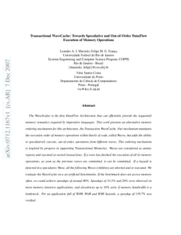 Transactional WaveCache: Towards Speculative and Out-of-Order DataFlow
  Execution of Memory Operations