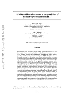 Locality and low-dimensions in the prediction of natural experience from
  fMRI