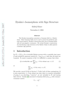 Dynkin's Isomorphism with Sign Structure