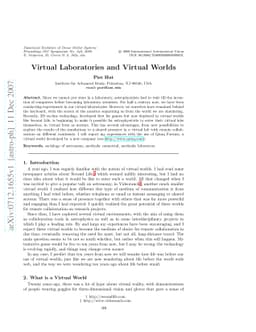 Virtual Laboratories and Virtual Worlds
