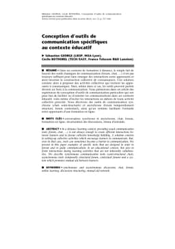 Conception dóutils de communication spécifiques au contexte
  éducatif