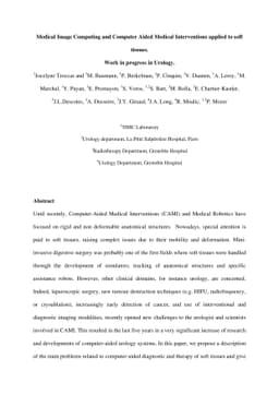 Medical image computing and computer-aided medical interventions applied
  to soft tissues. Work in progress in urology