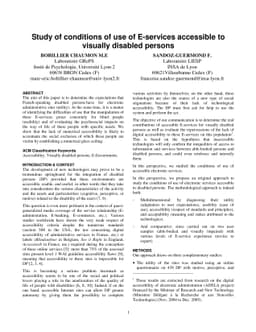 Study of conditions of use of E-services accessible to visually disabled
  persons