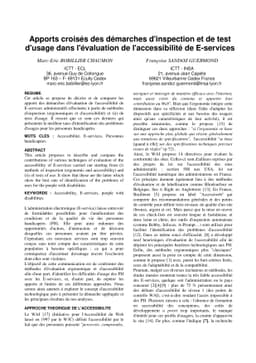 Apports des démarches dínspection et des tests dúsage dans
  l'évaluation de láccessibilité de E-services