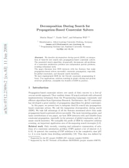 Decomposition During Search for Propagation-Based Constraint Solvers