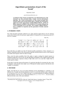 Algorithmic Permutation of part of the Torah