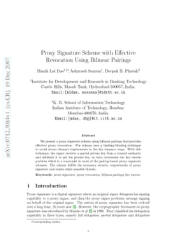 Proxy Signature Scheme with Effective Revocation Using Bilinear Pairings