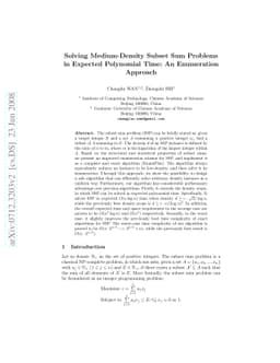 Solving Medium-Density Subset Sum Problems in Expected Polynomial Time:
  An Enumeration Approach