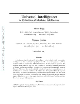 Universal Intelligence: A Definition of Machine Intelligence