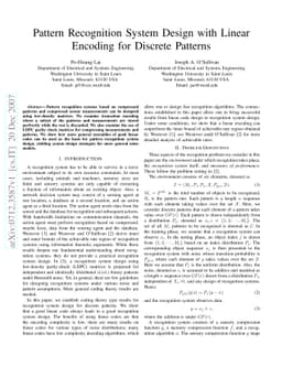Pattern Recognition System Design with Linear Encoding for Discrete
  Patterns