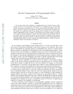 On Compression of Cryptographic Keys