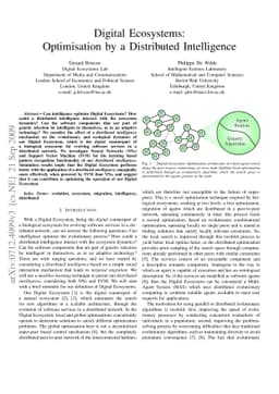 Digital Ecosystems: Optimisation by a Distributed Intelligence