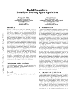 Digital Ecosystems: Stability of Evolving Agent Populations
