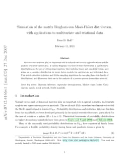 Simulation of the matrix Bingham-von Mises-Fisher distribution, with
  applications to multivariate and relational data