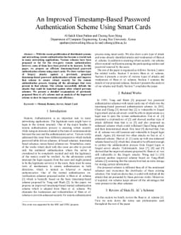 An Improved Timestamp-Based Password Authentication Scheme Using Smart
  Cards