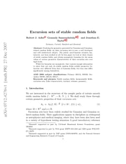 Excursion sets of stable random fields