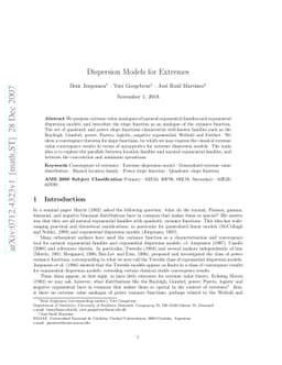 Dispersion Models for Extremes