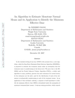 An Algorithm to Estimate Monotone Normal Means and its Application to
  Identify the Minimum Effective Dose
