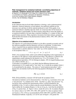 Risk management for analytical methods: conciliating objectives of
  methods, validation phase and routine decision rules